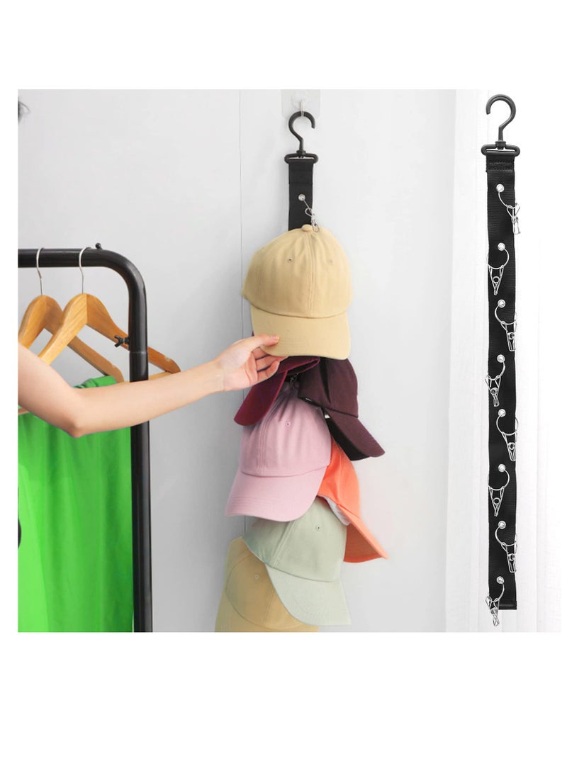 Excefore رف قبعات البيسبول، يحمل حتى 8 قبعات، منظم قبعات الشمس، حامل تخزين القبعات لعمود الخزانة، الحائط، الباب، رف الملابس، عبوتين - Image 4