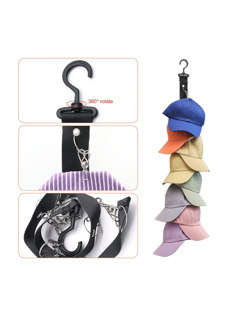 Excefore رف قبعات البيسبول، يحمل حتى 8 قبعات، منظم قبعات الشمس، حامل تخزين القبعات لعمود الخزانة، الحائط، الباب، رف الملابس، عبوتين - Image 2