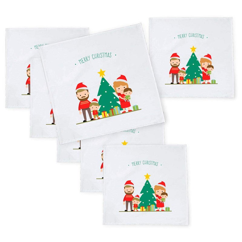 Khakee 6 Pcs Christmas Theme Tafta Silk Table Napkins 10x 10 for Xmas Decoration Christmas OrnamentsChristmas Gift npxmas273P - Image 1