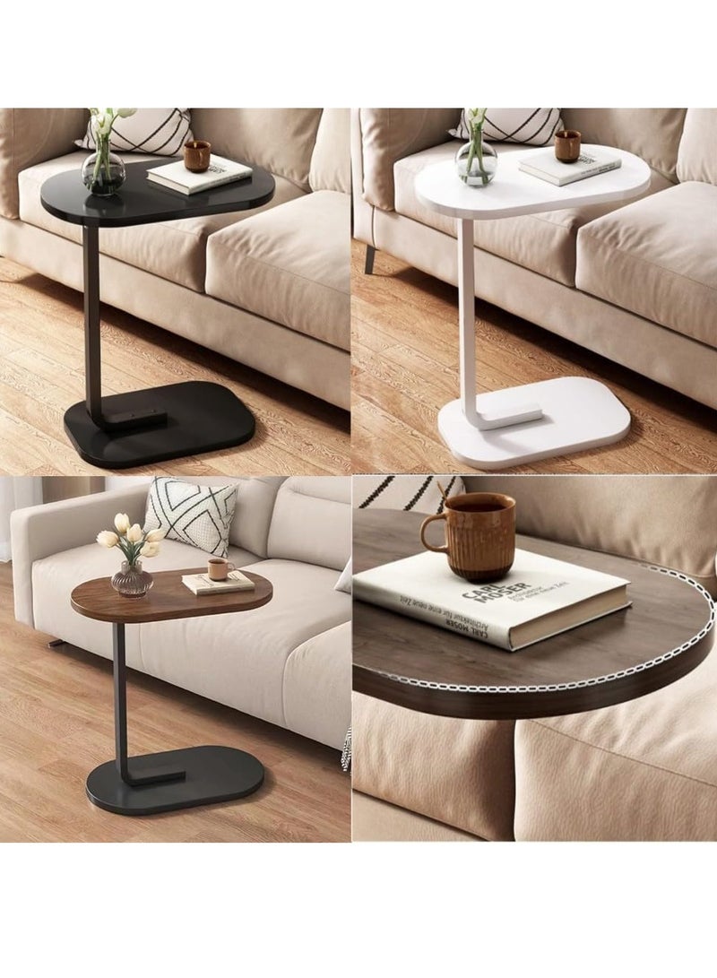طاولة جانبية على شكل C – طاولة قهوة حديثة، طاولة نهاية، طاولة بجانب السرير للأريكة والسرير، لغرفة المعيشة وغرفة النوم، باللون الأبيض - Image 4
