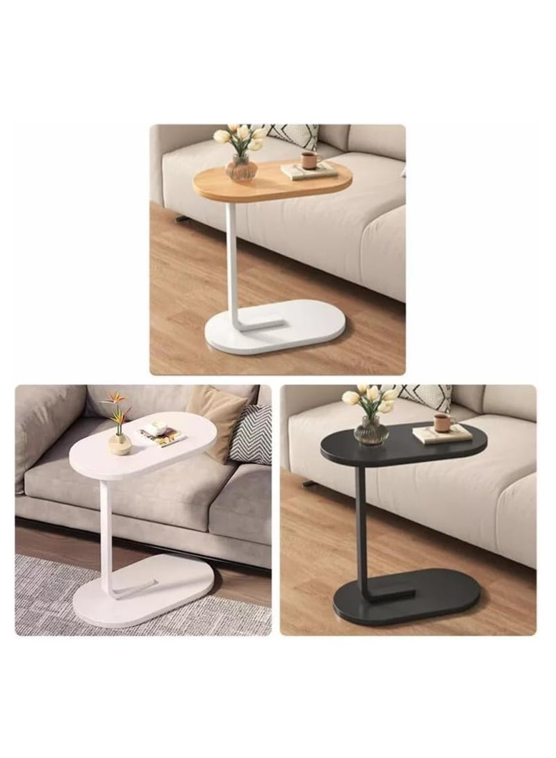 طاولة جانبية على شكل C – طاولة قهوة حديثة، طاولة نهاية، طاولة بجانب السرير للأريكة والسرير، لغرفة المعيشة وغرفة النوم، باللون الأبيض - Image 3