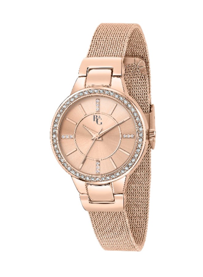 B&G Women's Gold Round Analog Dial with Gold Metal Band Watch - 30mm - R3853247518 - Image 1
