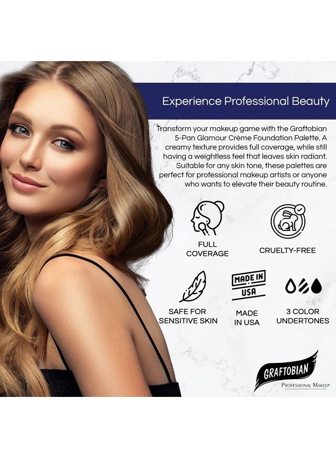 Graftobian HD Glamour Crème Foundation Palette (Contour Dark) - High Definition 5 Color Makeup Palette, Cream Based Foundation Concealer and Contour Palette, Full Coverage - Dark or Deep Skin Shades - Image 2