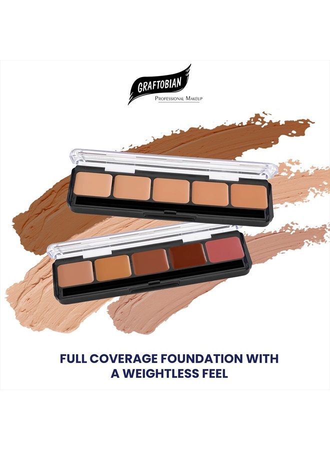 Graftobian HD Glamour Crème Foundation Palette (Contour Dark) - High Definition 5 Color Makeup Palette, Cream Based Foundation Concealer and Contour Palette, Full Coverage - Dark or Deep Skin Shades - Image 4