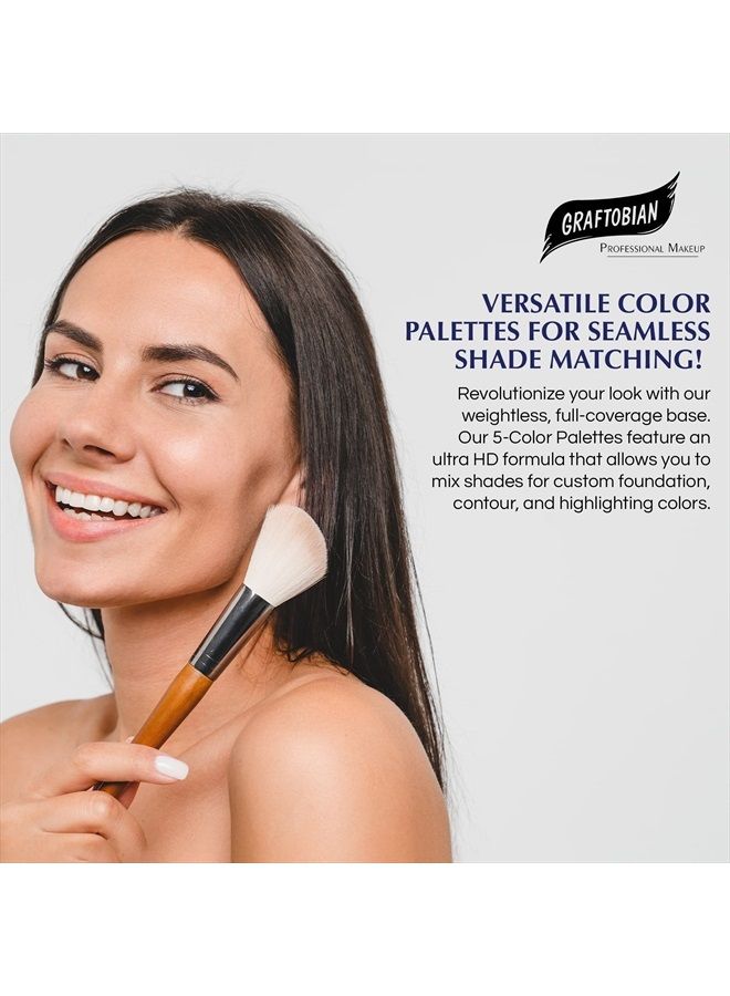 Graftobian HD Glamour Crème Foundation Palette (Contour Dark) - High Definition 5 Color Makeup Palette, Cream Based Foundation Concealer and Contour Palette, Full Coverage - Dark or Deep Skin Shades - Image 3