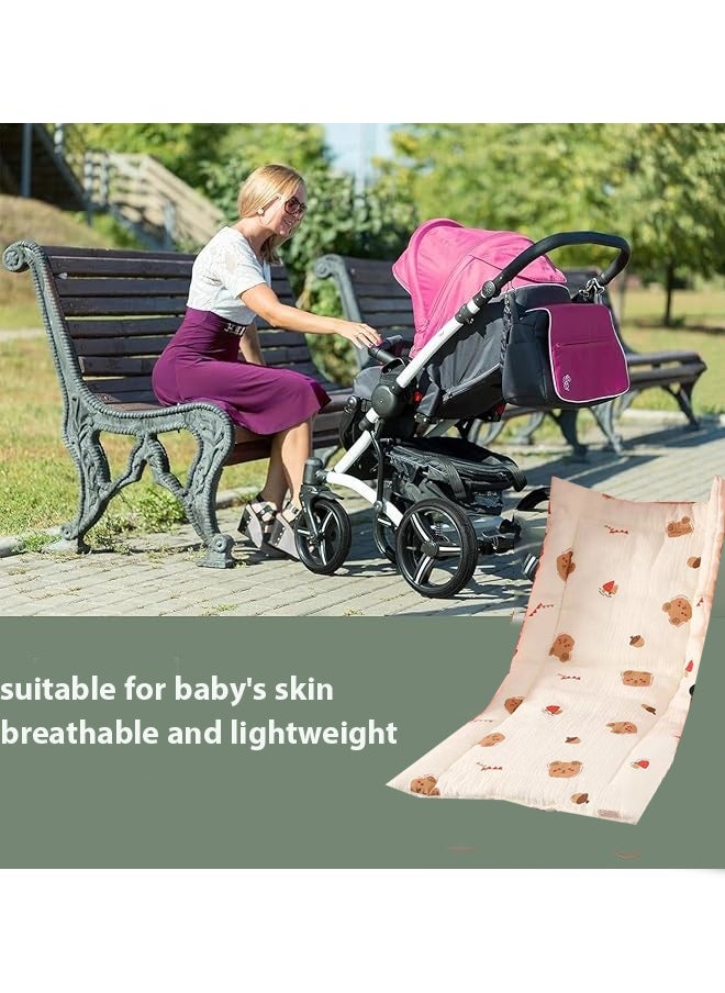 Berma Baby Baby stroller seat cushion, toddler seat cushion, universal breathable and soft newborn baby stroller seat cushion, baby dining car seat lining, pure cotton seat cushion for boys and girls stroller (bear)  - Image 4