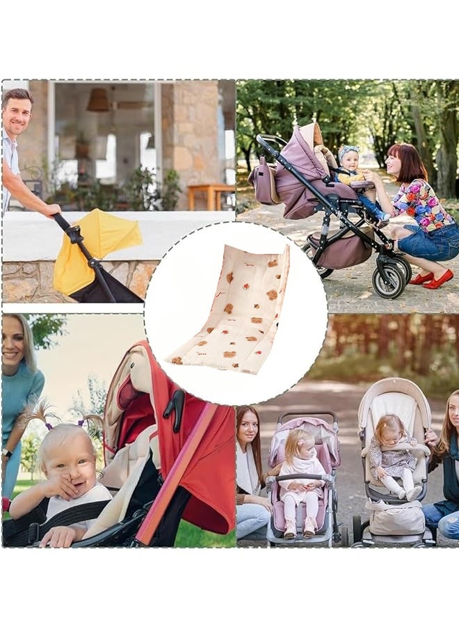 Berma Baby Baby stroller seat cushion, toddler seat cushion, universal breathable and soft newborn baby stroller seat cushion, baby dining car seat lining, pure cotton seat cushion for boys and girls stroller (bear)  - Image 5
