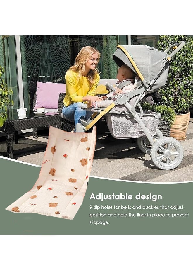 Berma Baby Baby stroller seat cushion, toddler seat cushion, universal breathable and soft newborn baby stroller seat cushion, baby dining car seat lining, pure cotton seat cushion for boys and girls stroller (bear)  - Image 2