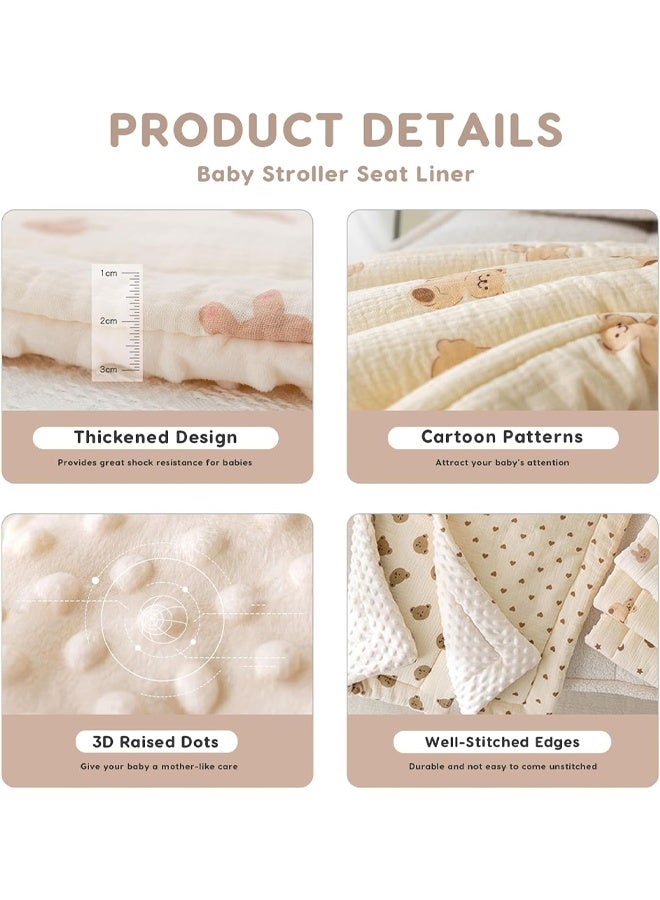 Berma Baby وسادة مقعد عربة الأطفال، وسادة مقعد للأطفال الصغار، وسادة مقعد عربة الأطفال حديثي الولادة قابلة للتنفس وناعمة، بطانة مقعد سيارة طعام الطفل، وسادة مقعد من القطن الخالص للأولاد والبنات (دب) - Image 3
