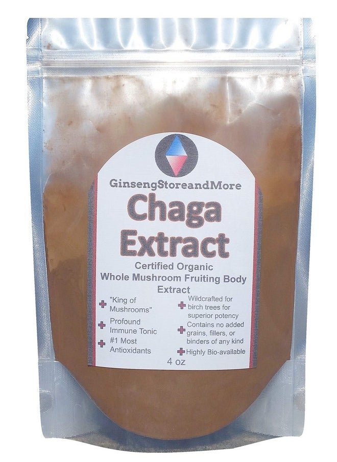 GinsengStoreAndMore 4Oz Organic Chaga Mushroom Extracted From Wildcrafted Siberian Chaga Sclerotium From Nammex | >8% Beta-Glucans | Inonotus Obliquus | Β-Glucan For Energy, Antioxidants, Immune System  - Image 1