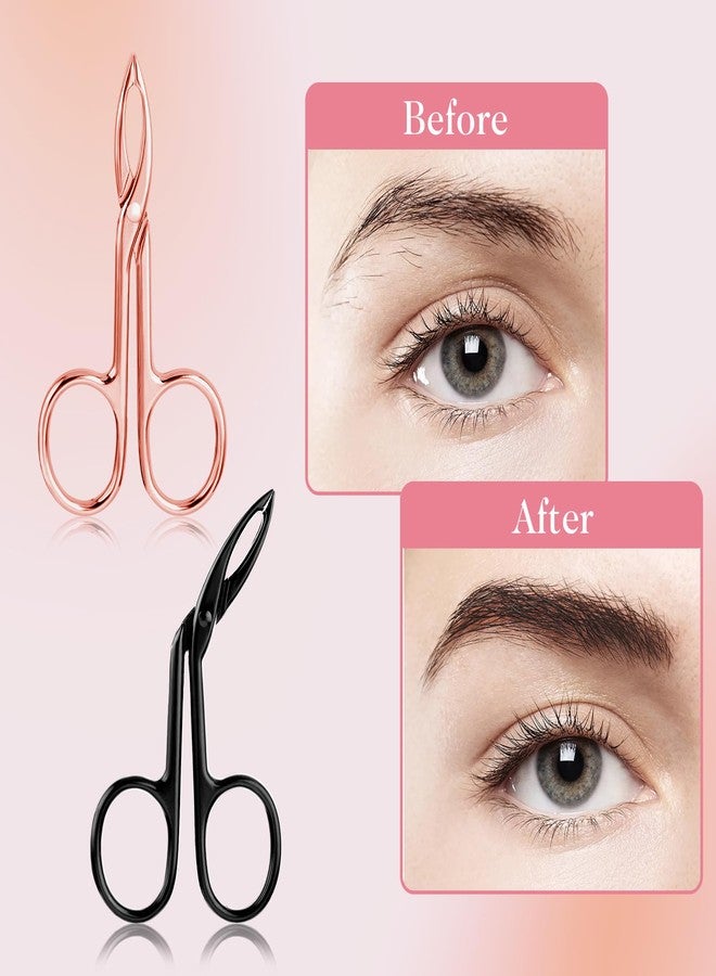 WLLHYF 4 Pieces Eyebrow Tweezers Scissor Handle Set Flat Straight Tip Hair Plucker and Slanted Tip Shaped Eyebrow Facial Remover Stainless Steel Brow Tweezers for Women Men(silver/black/gold/rosegold - Image 5