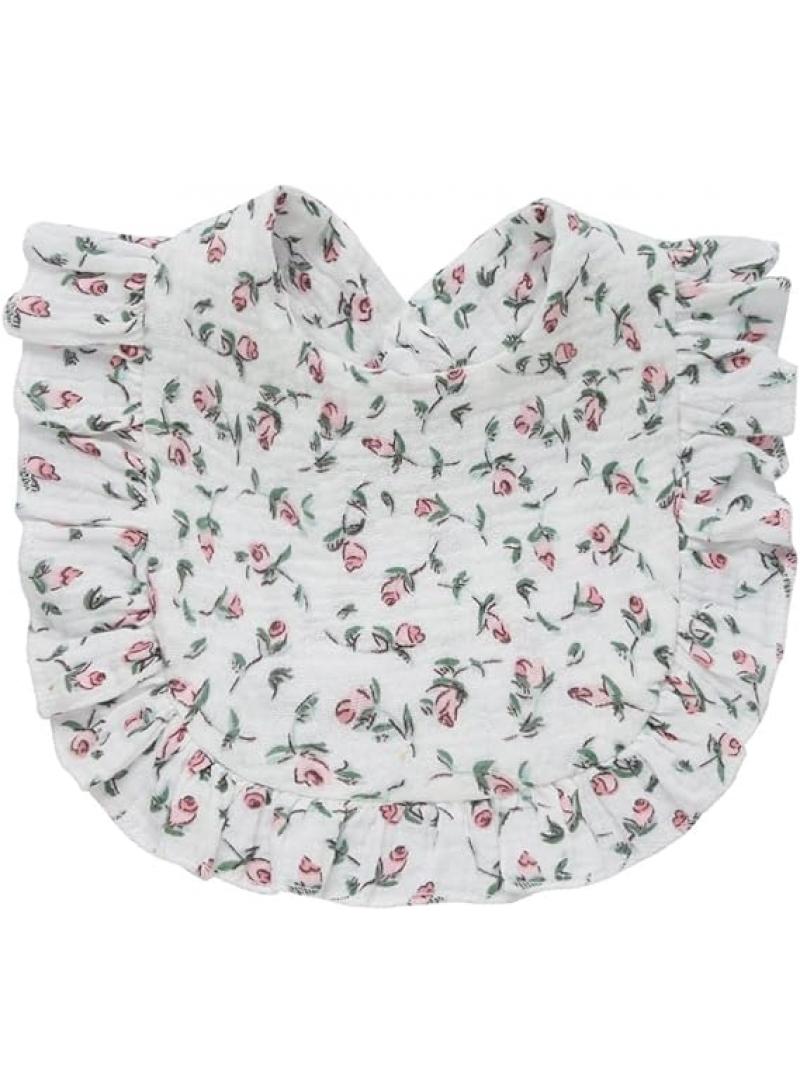 general Baby Saliva Towel Ruffled Baby Cotton Printed Gauze Lace Bib Bib 4 Packs - Image 3
