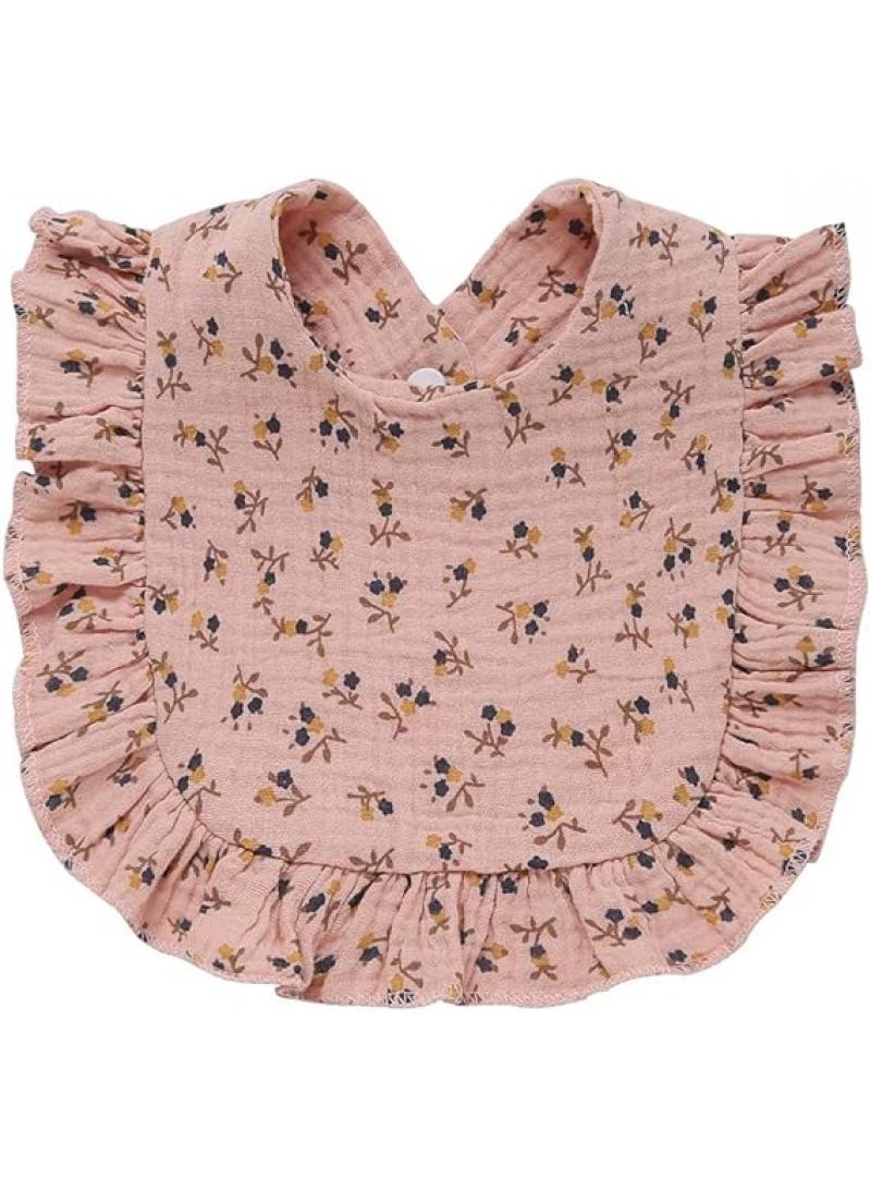 general Baby Saliva Towel Ruffled Baby Cotton Printed Gauze Lace Bib Bib 4 Packs - Image 5