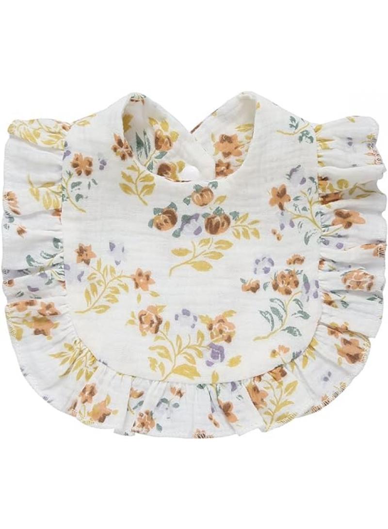 general Baby Saliva Towel Ruffled Baby Cotton Printed Gauze Lace Bib Bib 4 Packs - Image 2