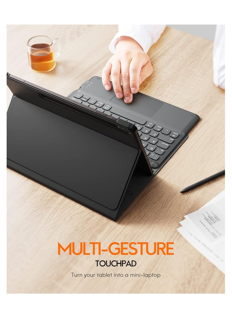 ELTRAZONE ELTERAZONE Galaxy Tab S8 Keyboard Case, Touchpad with S Pen Slot, for Samsung Galaxy Tab S8 / S7 11 inch SM-X700 / X706 / T870 / T875 / T878, Rechargeable & Detachable BT Keyboard, PU Slim Cover, Blac - Image 3
