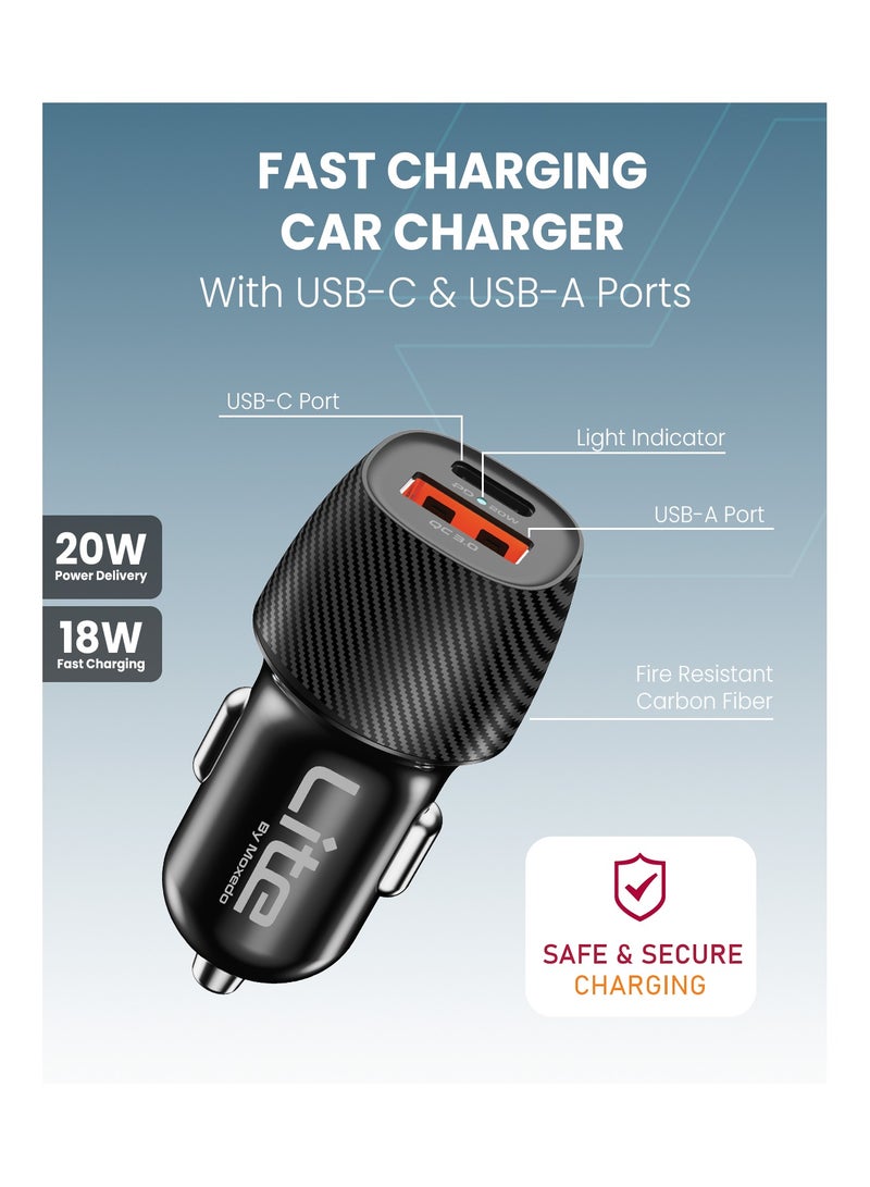Moxedo Lite 38W Car Charger PD 3.0 with USB-C and USB-A Ports Fast Charger Compatible for Android, IOS and other Smartphone Devices - Image 5