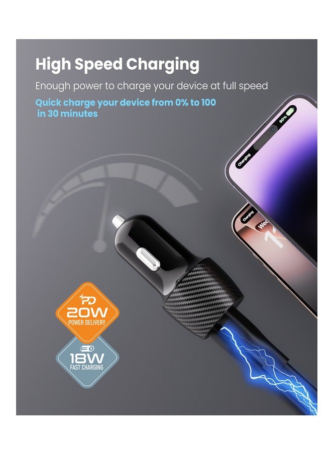 Moxedo Lite 38W Car Charger PD 3.0 with USB-C and USB-A Ports Fast Charger Compatible for Android, IOS and other Smartphone Devices - Image 2