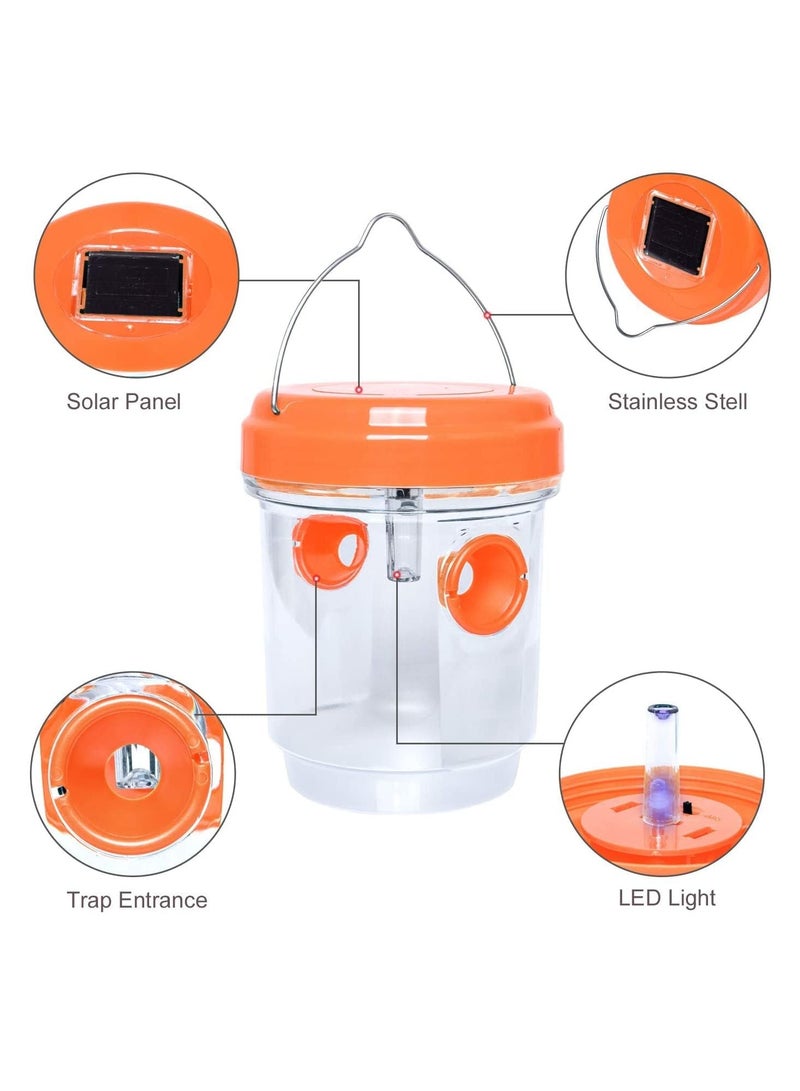 SOLARAE 2 Pcs Wasp Traps, Solar Powered Wasp Killer, Outdoor Hanging Yellow Jacket Trap with UV Light, Reusable Bee Catcher, Outdoor Hornet Trap for Garden, Orchards, Farms - Image 2