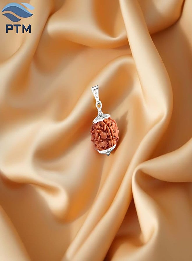 PTM Natural 4 Mukhi Rudraksha Pendant | Chaturmukhi Nepali Astrological Bead | Four Face 925 BIS Hallmark Sterling Silver Locket With Chain for Men and Women lab certified - Image 2