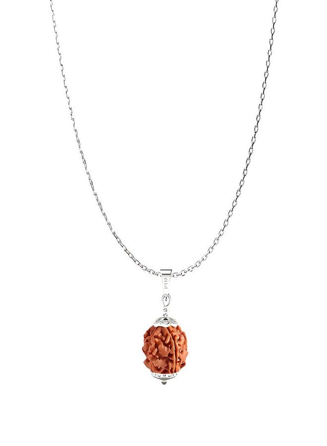 PTM Natural 4 Mukhi Rudraksha Pendant | Chaturmukhi Nepali Astrological Bead | Four Face 925 BIS Hallmark Sterling Silver Locket With Chain for Men and Women lab certified - Image 1