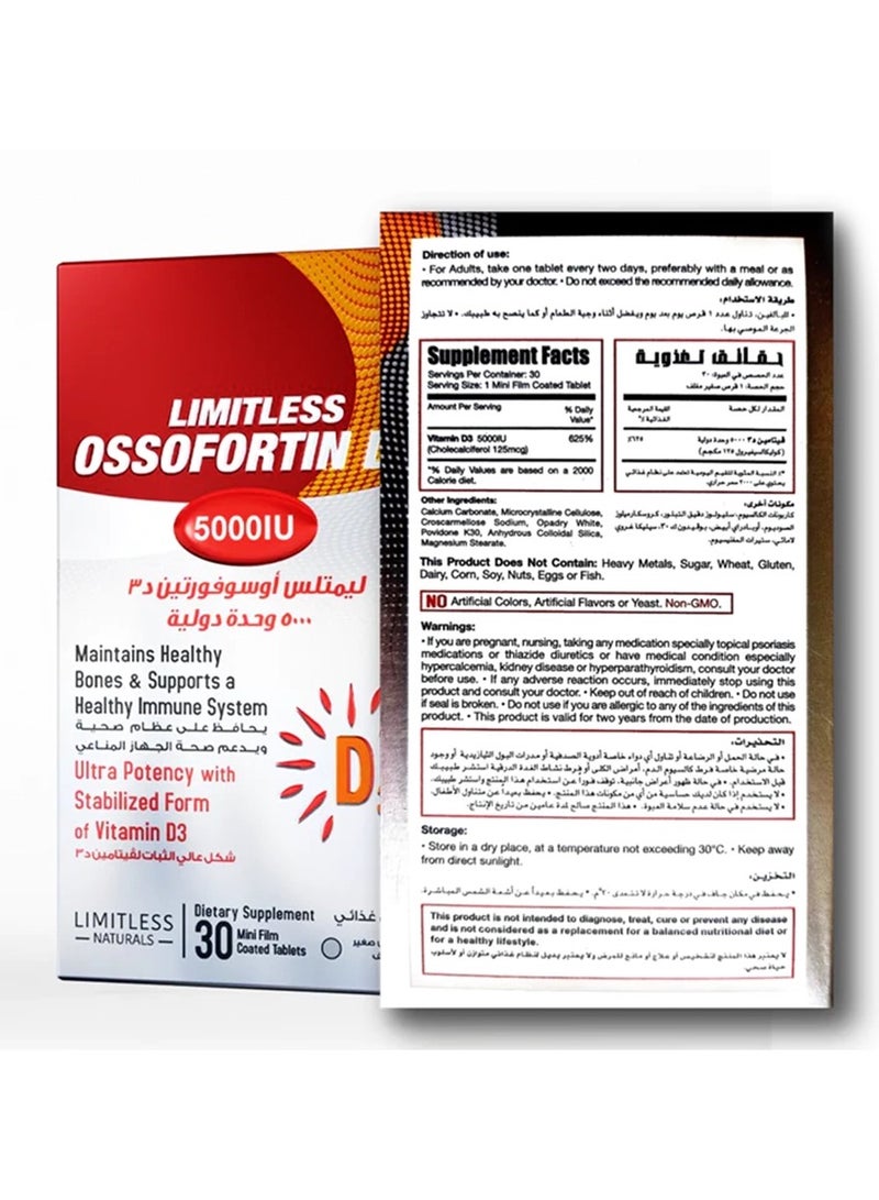 LIMITLESS OSSOFORTIN D3 5000 IU 30 TAB