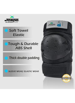 Jaspo Jaspo Plastron Saver 2 Professional Protective Set (Knee/Elbow) Multi Purpose Safety Kit for Skateboarding, Roller Skating, Inline Skating, Cycling and Other Sports (Large, Black)  - Image 2
