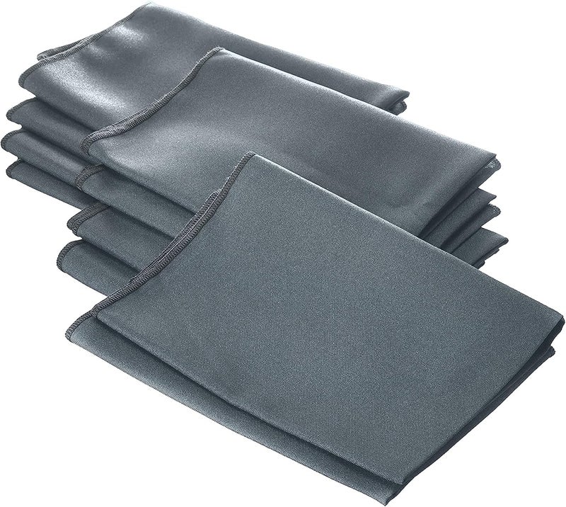 LA Linen 10Pack Poly Poplin Napkin Soft Cloth Napkins Washable Reusable Napkins Stain and Wrinkle Resistance Table Napkins for Dinner Wedding Parties 18 by 18Inch Gray Dark - Image 1