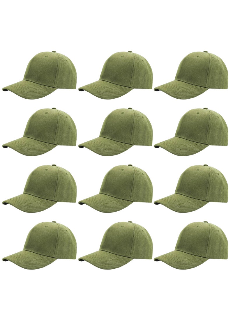 SARAOONT 12 Pcs Army Green Baseball Caps for Women Men Baseball Hat Adjustable Sports Caps for Adults Outdoor Activities  - Image 1