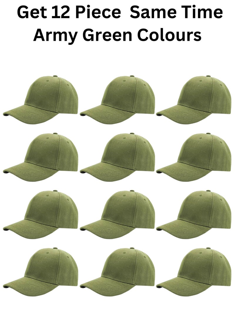 SARAOONT 12 Pcs Army Green Baseball Caps for Women Men Baseball Hat Adjustable Sports Caps for Adults Outdoor Activities  - Image 2