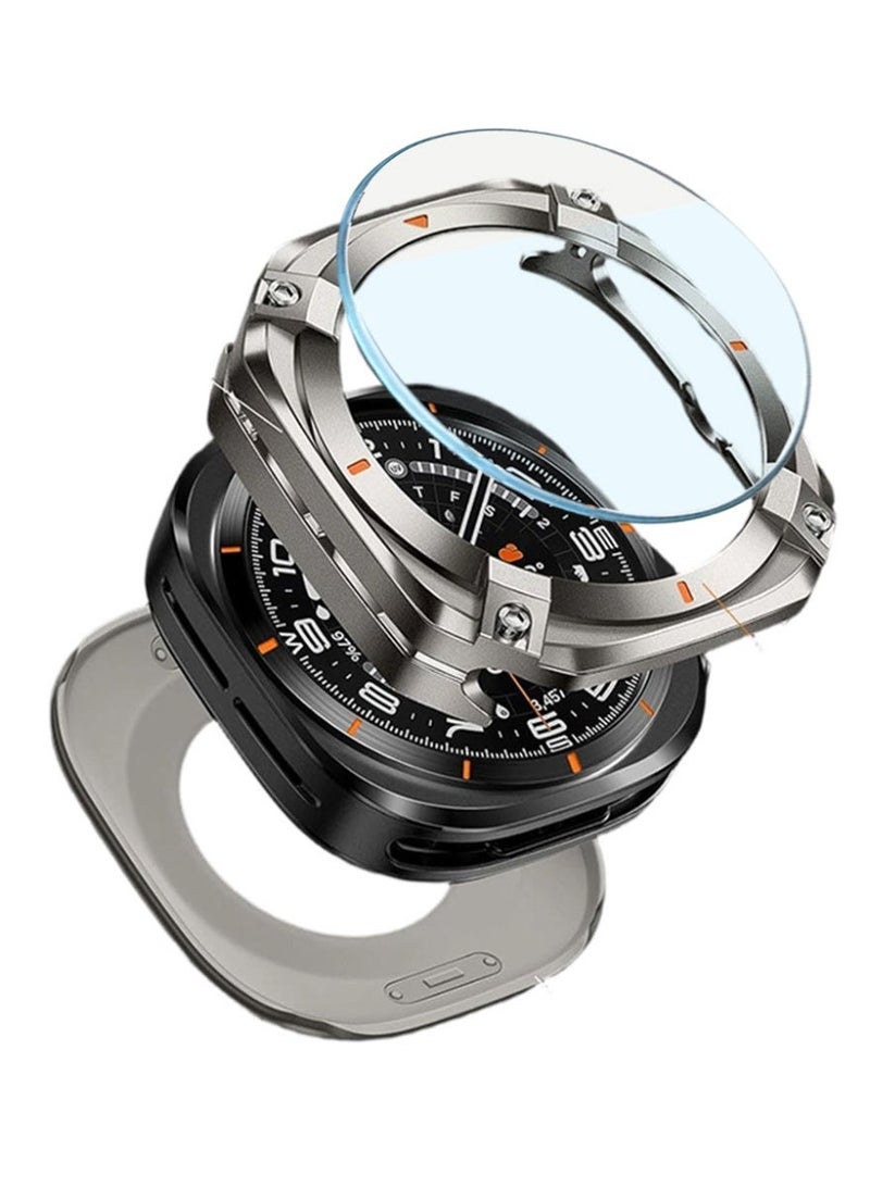 The protective case is Samsung Galaxy Watch Ultra/Ultra2 47mm, military-grade full-body metal bumper cover + PC material bottom cover +screen protective film, supports direct wireless charging, shockproof and scratch-resistant watch case is Galaxy Watch Ultra/Ultra2 47mm - Image 1
