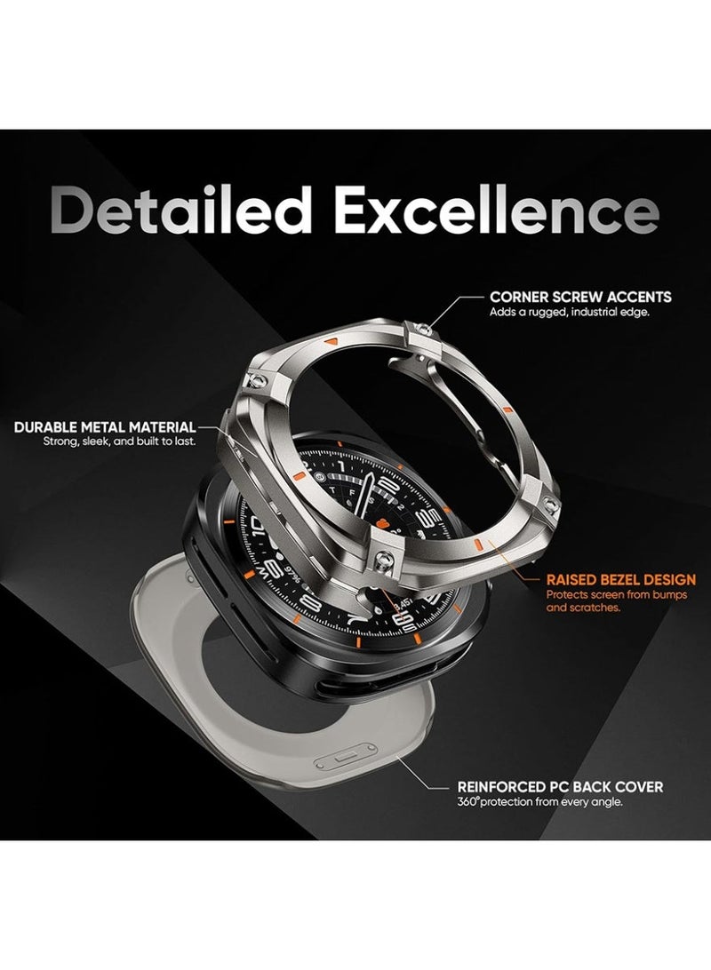 The protective case is Samsung Galaxy Watch Ultra/Ultra2 47mm, military-grade full-body metal bumper cover + PC material bottom cover +screen protective film, supports direct wireless charging, shockproof and scratch-resistant watch case is Galaxy Watch Ultra/Ultra2 47mm - Image 2
