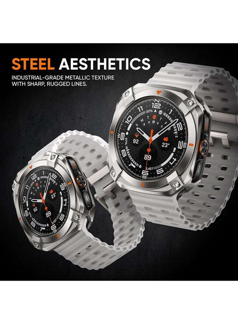 The protective case is Samsung Galaxy Watch Ultra/Ultra2 47mm, military-grade full-body metal bumper cover + PC material bottom cover +screen protective film, supports direct wireless charging, shockproof and scratch-resistant watch case is Galaxy Watch Ultra/Ultra2 47mm - Image 4