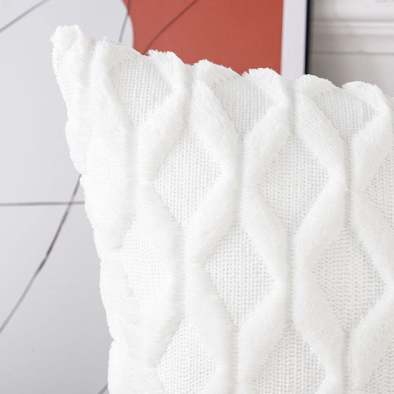 MADIZZ مجموعة Madizz من 2 Soft Plush Short Wool Velvet Decorative Throw Convers - Image 3