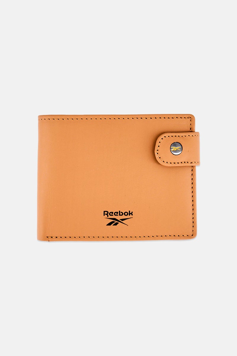 Reebok Men Brand Logo Bi-fold Wallet, Tan - Image 1