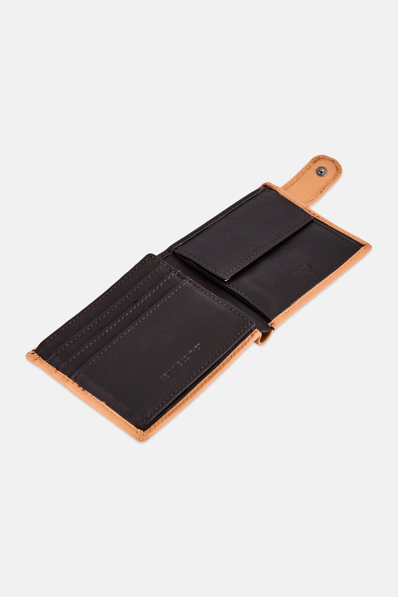Reebok Men Brand Logo Bi-fold Wallet, Tan - Image 3