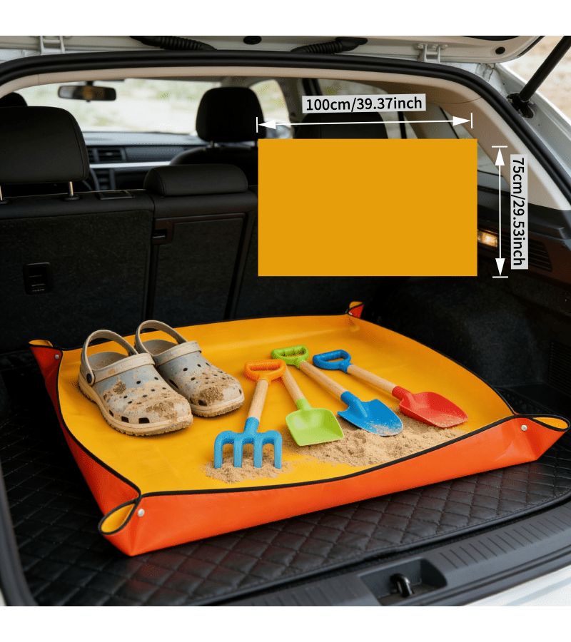 Orange Foldable Car Pet Mat 29.53x39.37 Inch No Slipping For SUV Sedan Truck - Image 2