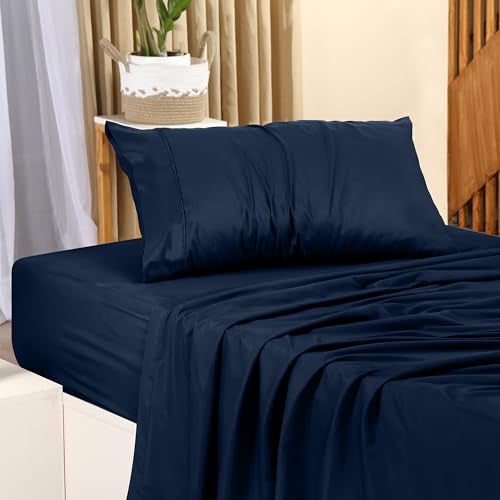Utopia Bedding Twin XL Sheet Set – 3 Piece Bed Sheets for Twin XL Size Bed, Soft and Breathable Microfiber, Includes 1 Fitted Sheet, 1 Flat Sheet and 1 Pillowcase (Navy Blue) - Image 5