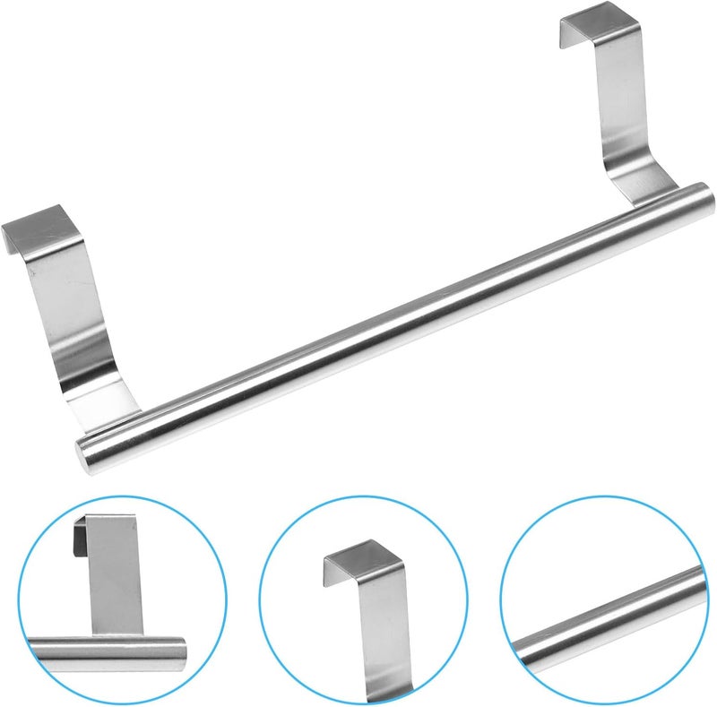 Punch-Free Stainless Steel Towel Rack 23Cm Single Bar Door Back Hanging Shelf for Bathroom Storage and Towel Organization, 2pcs - Image 2