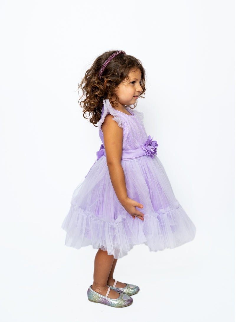 D'Daniela Gigi Faux Flower Dress Purple - Image 3