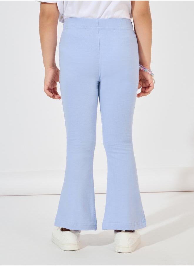 Styli - Solid Flared Leggings with Split Hem - Image 1