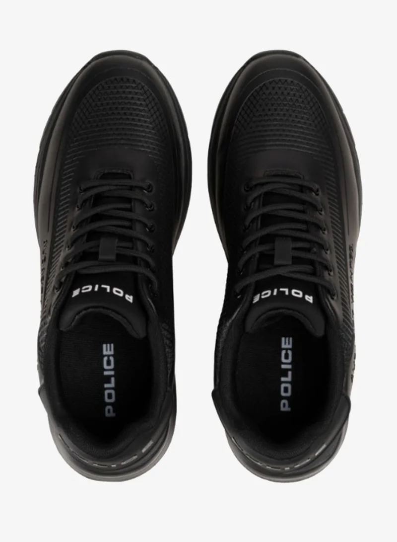 Police Police Men's Wave-Panel Low-Top Sneakers with Fluid Organic Design Lines, Cushioned Sole Unit & Athletic Casual Styling – Black