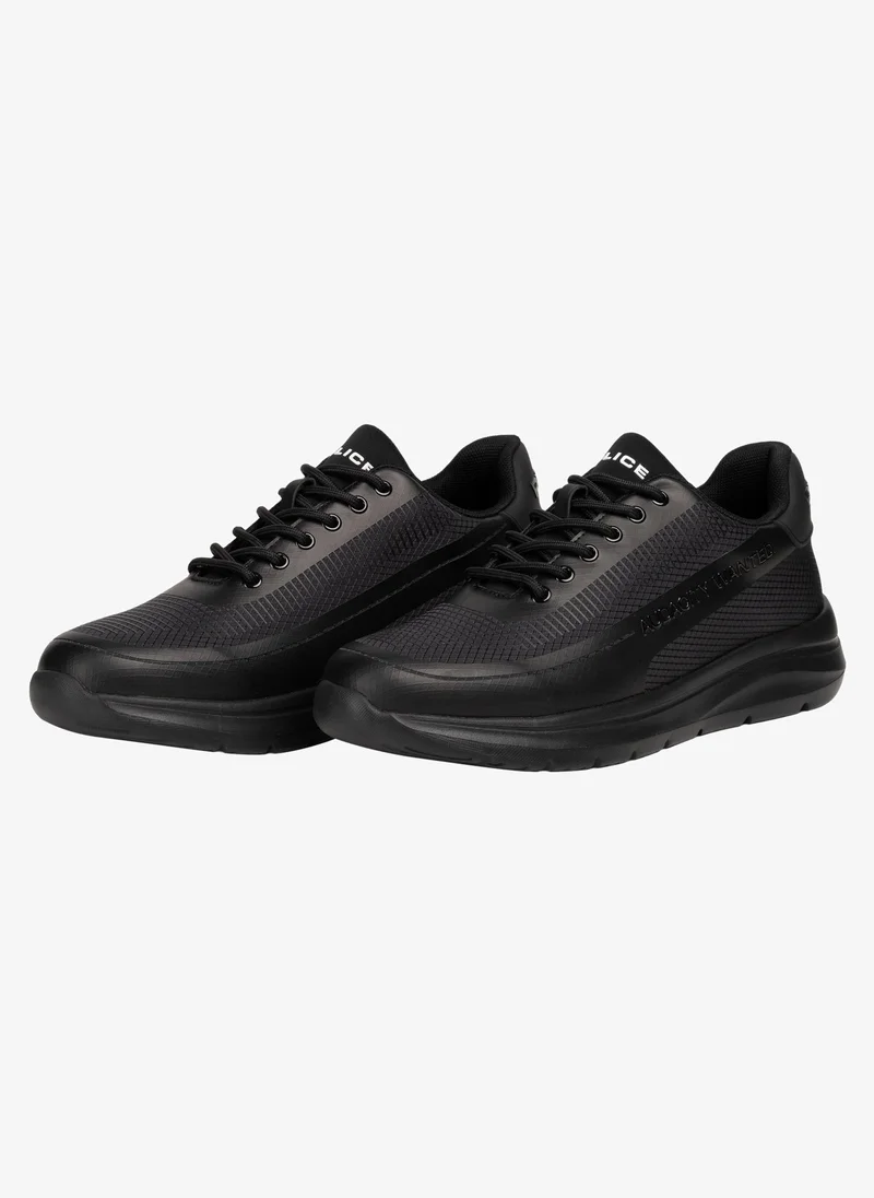 بوليس Police Men's Wave-Panel Low-Top Sneakers with Fluid Organic Design Lines, Cushioned Sole Unit & Athletic Casual Styling – Black