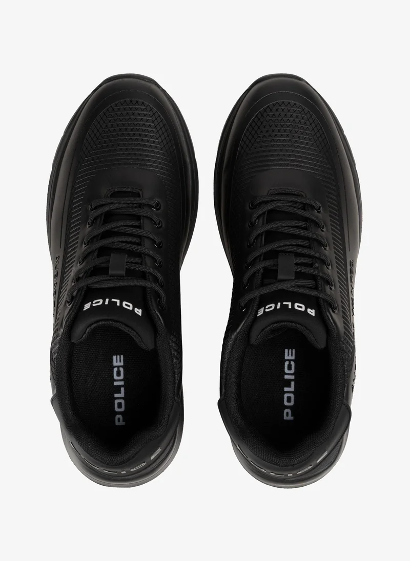 بوليس Police Men's Wave-Panel Low-Top Sneakers with Fluid Organic Design Lines, Cushioned Sole Unit & Athletic Casual Styling – Black
