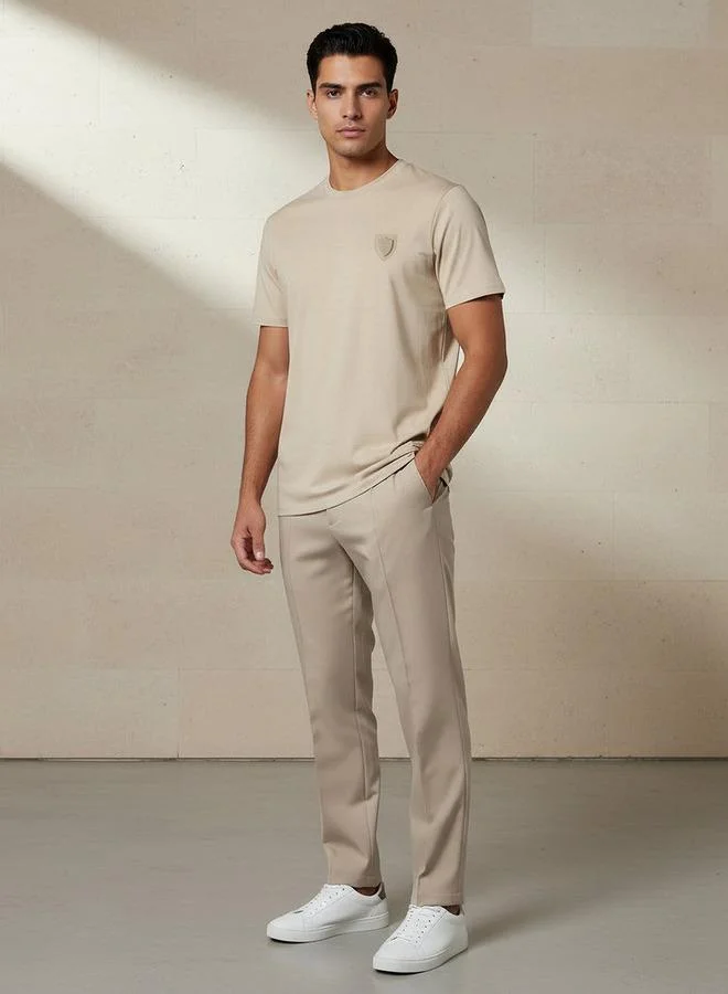 Emperor Emperor Men Regular Fit Crew Neck Short Sleeve Badge Accent T-shirt