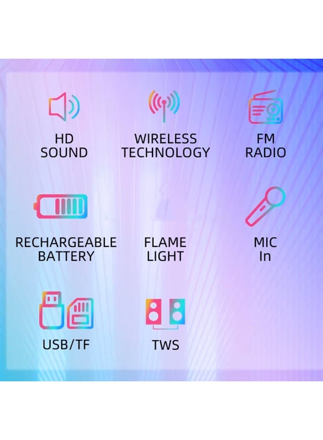 TEXEEM Portable Speaker and Karaoke with Bluetooth V5.3, 8inch speaker size, Wireless Microphone, RGB Party Lights, TWS Connectivity, FM Radio, Rechargeable Battery - Image 5