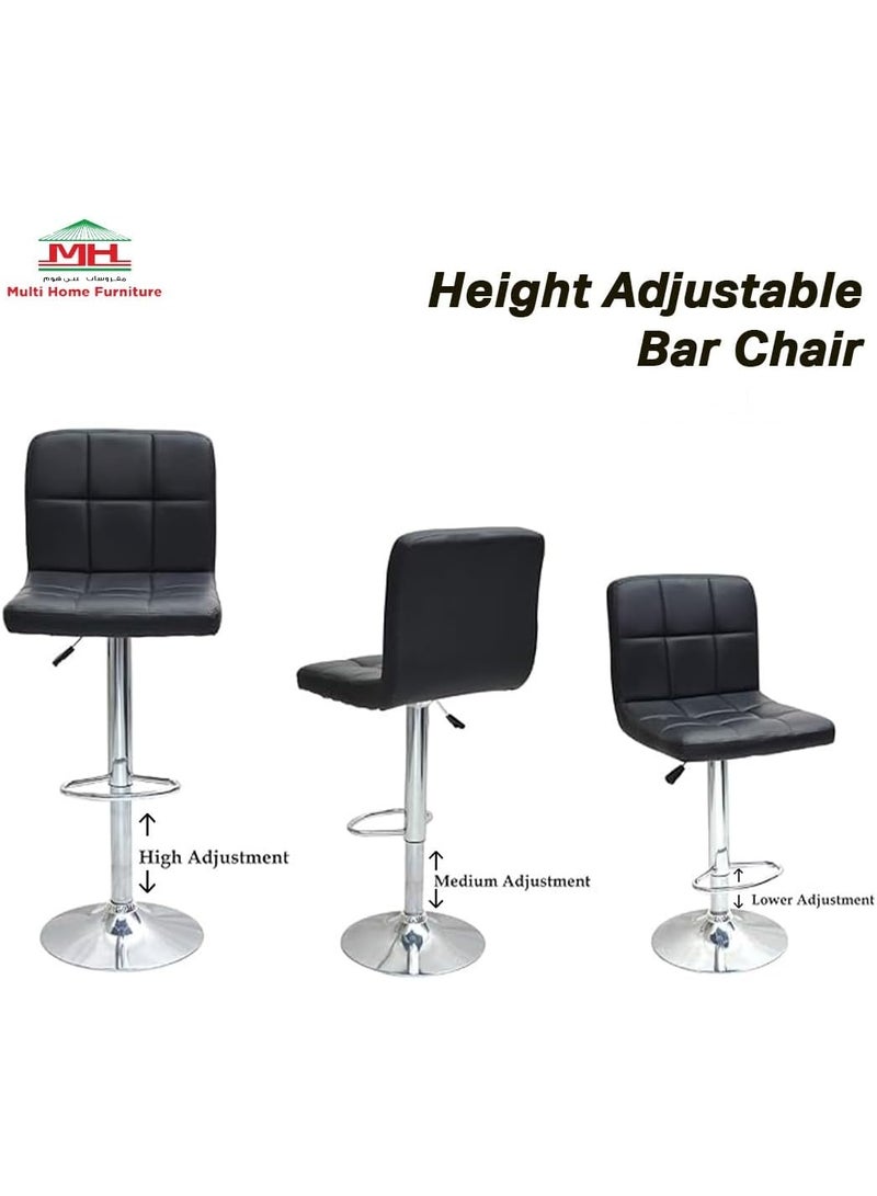 Multi Home Furniture Black & Silver Bar Stool Chair with Steel Base | Adjustable Height Bar Chair | Faux Leather Tall Stool Chair for Kitchen Island, Bar Counter, Restaurant, Swivel Chair & High Chair - Image 5