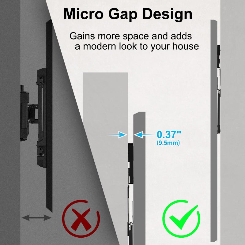 IMtKotW Ultra Slim TV Wall Mount for 37 to 80 inch Flat& Frame TV, Max 165 lbs, 0.37'' Low Profile Wall Mount, VESA 200 x 200-600 x 400 mm - Image 5