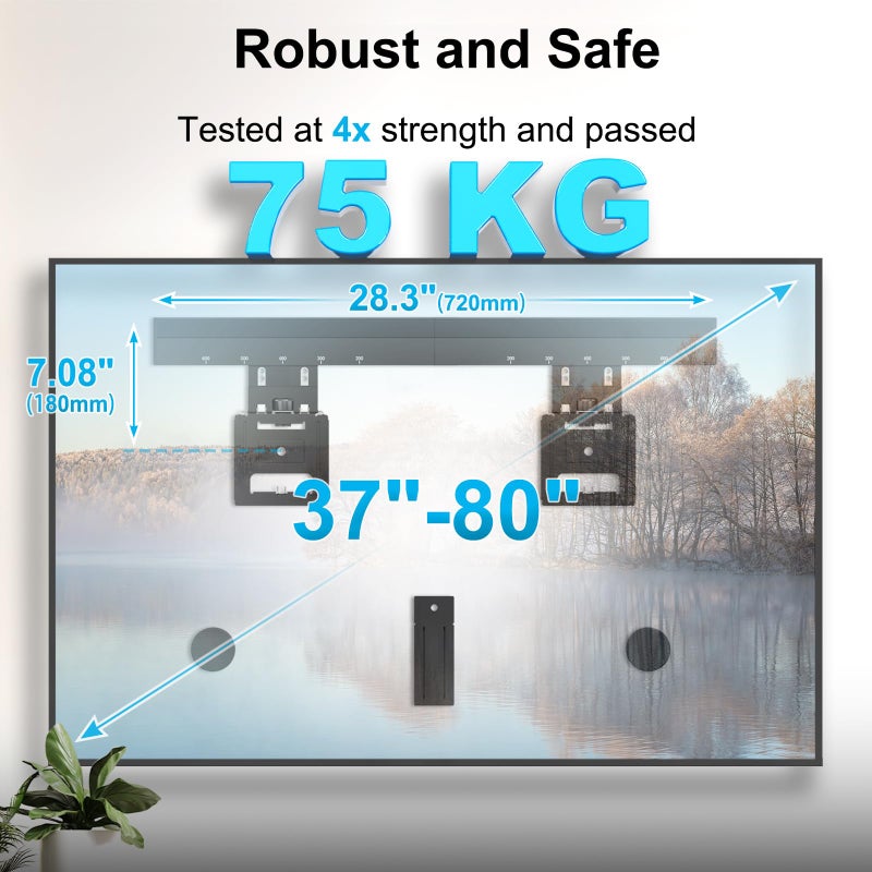 IMtKotW Ultra Slim TV Wall Mount for 37 to 80 inch Flat& Frame TV, Max 165 lbs, 0.37'' Low Profile Wall Mount, VESA 200 x 200-600 x 400 mm - Image 2