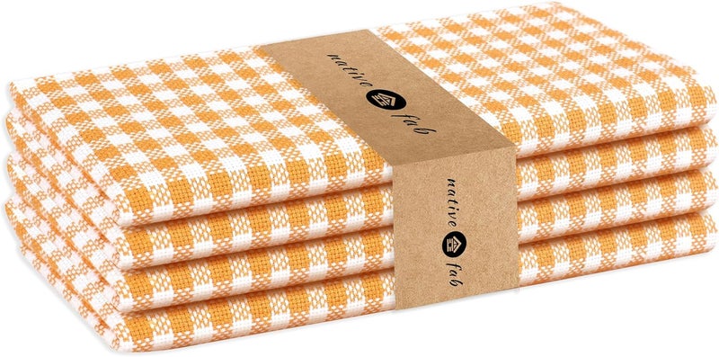 Native Fab Gingham Plaid Check Cloth Dinner Napkins  Set of 4100 Cotton 16x16 inches Soft Absorbent Hotel Quality  Easy Care Washable All Events Everyday Use  Mustard Yellow - Image 1