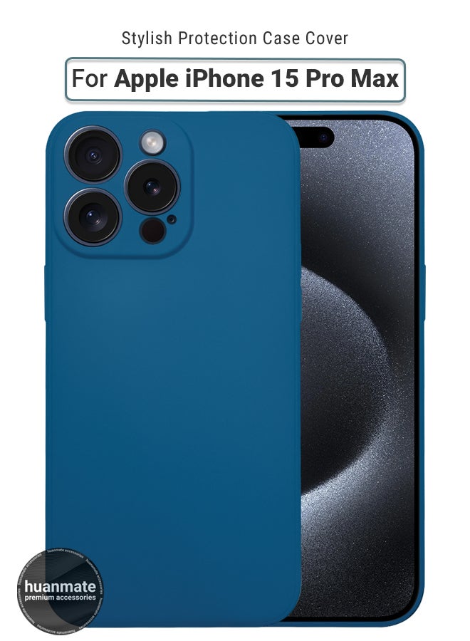 huanmate Apple iPhone 15 Pro Max Silicone Cover Dark Blue - Premium 2.0mm TPU Silicon, Enhanced Camera Protection with Lens Shield, Shockproof & Water-Proof Cover for Apple iPhone 15 Pro Max - Image 1